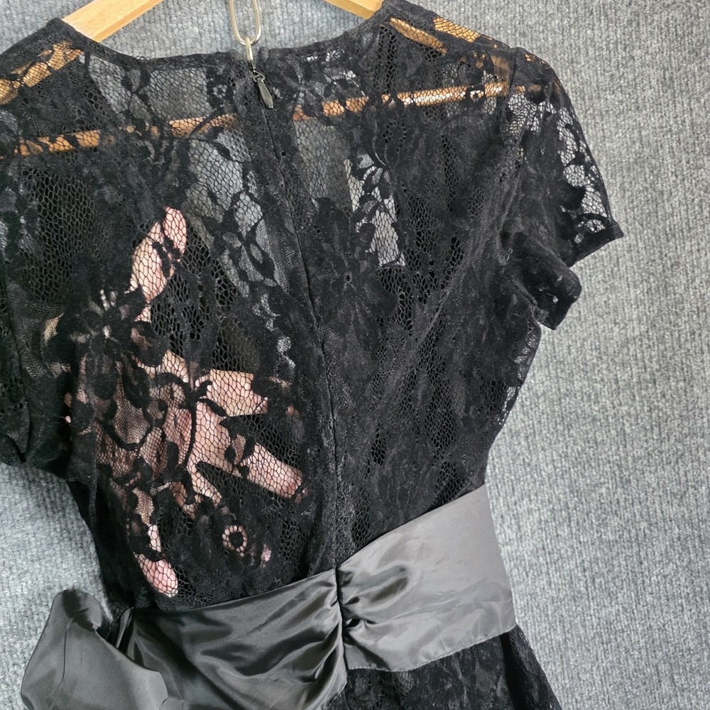 NEW Bebe Romper Sz 6 Black Velvet Lace Sheer Witchy Goth Dark Fairy Party Outfit - Picture 7 of 11